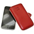 Original Suncase Leder Etui Tasche speziell fuer Apple iPhone 3Gs 16GB - 32GB / iPhone 3G 8GB - 16GB / Lasche mit Rueckzugfunktion / in Rot