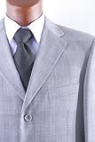 Men's Super 140's 100% Merino Wool Single Breasted 3 Button Gray Dress Suit with Dual Side Vents
