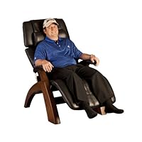 PC-075 Power Electric Recline Perfect Zero Gravity Chair Recliner Dark Walnut Wood with Black Leather by Human Touch
