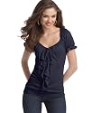 Soprano Short-Sleeve Ruffle-Front Top
