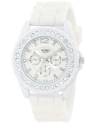 XOXO Womens XO8040 Rhinestone Accent White Silicone Strap Watch
