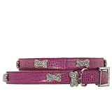 Rhinestone Bones Dog Collar - Pink, Small (11-14 x 0.8W)