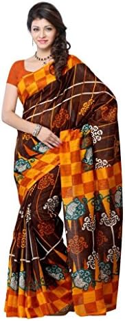 Diva Fashion Women's Surat Art Silk Printed Saree Free Size Brown