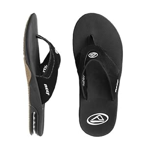 Reef Men's Fanning Flip Flop, Black/Silver, 7 M US