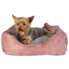 Suede Effect Dog Cat Bed Pink with Grey