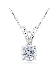 1 carat Round Diamond Solitaire Pendant in 14K White Gold (Premium Quality)