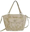 Coach Signature Sateen Khaki Leah Handbag 13139