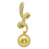 South Sea Golden Pearl Pendant with Diamonds in 14K Yellow Gold