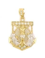 10k Solid Yellow Gold Jesus Crucifix Cross Anchor Charm