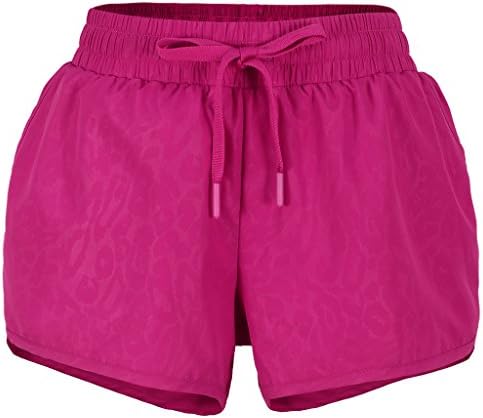 SAIPAI Women's Pockets Elastic Waist Wicking Causal Yoga Leggings Workout Shorts US Red L