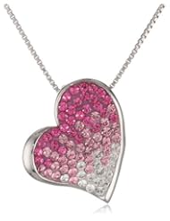 Carnevale Sterling Silver and Swarovski Elements Faded Heart Pendant Necklace, 18"