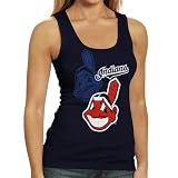 MLB Majestic Cleveland Indians Ladies Navy Blue Pearl Tank Top (Medium)