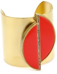 Paige Novick "Tropical Brights" Coral Enamel Sliced Cuff Bracelet