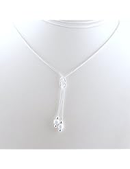 Sterling Silver Snake Chain Y Necklace Nickel Free Italy Adjustable 16-18 Inch
