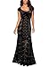 Miusol Women's Elegant Deep-V Neck Floral Lace Wedding Party Maxi Dress