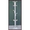 White Finish Metal Coat Hat Rack Stand w/Marble Base