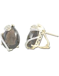 14K Yellow Gold 18.27ct Laws of Attraction Diamond & Smoky Topaz Stud Earrings