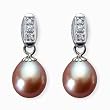 Natural Pink 7.5-8mm Dewdrop 14k Gold Diamond Cultured Pearl Drop Earrings - Dahlia Classic Collection