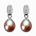 Pink 7.5-8mm Dewdrop Cultured Pearl 14k Gold Diamond Earrings