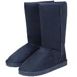Ladies’ EGO Tall Snugg Faux Sheepskin Flat Boots With Furry Lining Navy UK 6