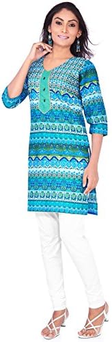 IndusDiva Women's Blue Cotton Straight Cut Kurti