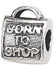 Zable (tm) Sterling Silver "Born To Shop" Bead / Charm