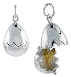 Sterling Silver High Polished Movable Chicken Egg Pendant