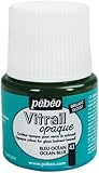 Pebeo Vitrail Stained Glass Effect Glass Paint 45-Milliliter Bottle, Ocean Blue