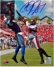 Calvin Johnson Autographed Detroit Lions 8x10 Photo #2 - Leaping Catch vs. TB
