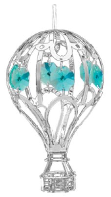 Chrome Hot Air Balloon Ornament – Green Color Swarovski Crystal Chrome Hot Air Balloon Ornament – Green Color Swarovski Crystal
