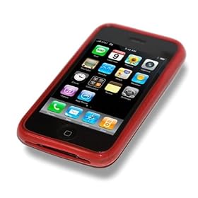 BPM Red Silicone Case Cover Skin & Screen Protector for Apple iPhone 3G/3GS