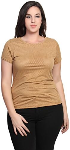 CSG Perforated Faux Suede Short Sleeve Top Basic Western T-Shirt Tee