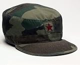 Vintage Woodland Camo Fatigue Cap with Red Star, Available in 5 sizes