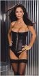 Leather strapless Corset with hook and eye front detail and boning Adjustable and detachable Garters, shown with item EML9180 in S, M, L, X-Large 1X 2X 3X