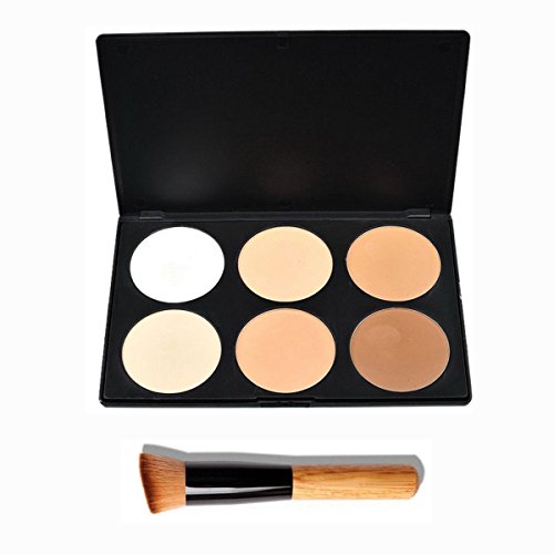 Tinksky 6 colors Cosmetics Cream Contour-Contouring Foundation Concealer Palette Makeup Kit with Powder Brush