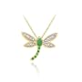 18K Gold over Sterling Silver Genuine Emerald & Diamond Dragonfly Pendant