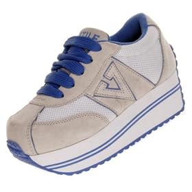 VOLATILE LILLY Womens Platform Wedge Shoes White/Blue Sneaker Suede VOLATILE LILLY Womens Platform Wedge Shoes White/Blue Sneaker Suede