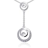 Dazzling Swirls: Sterling Silver and CZ Swirl Circle Pendant Necklace