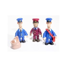 Postman Pat Figure Tube - Courier Pat, Ajay & Pat with Mailbag