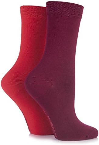 SockShop Women's 2 Pair Plain Bamboo Socks 4-8 Ladies Firecatcher