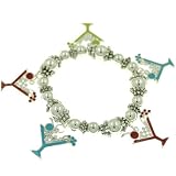 Martini Glass Dangle Charm Bracelet
