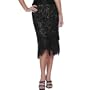 Net Lace Handkerchief Skirt for Evening, Formal, Party, Wedding, Separates by Sean Collection (10439), XL, BLACK/NUDE