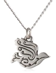 Bob Siemon Sterling Silver Solid Dove with Branch Pendant Necklace, 18"