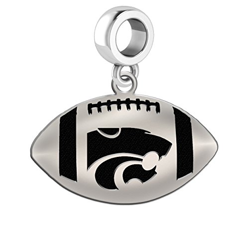 Kansas State University Wildcats Sterling Silver Football Cut Out Drop Charm Fits All European Style Charm Bracelets