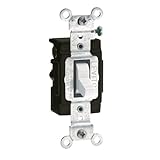 Leviton 5503-LHW 15 Amp, 120 Volt, Toggle Lighted Handle, Illuminated off 3-Way AC Quiet Switch, Commercial Grade, Grounding, White