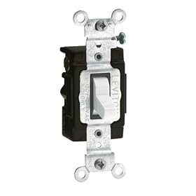 Leviton 5503-LHW 15 Amp, 120 Volt, Toggle Lighted Handle, Illuminated Off 3-Way Ac Quiet Switch, Commercial Grade, Grounding, Side Wired, White