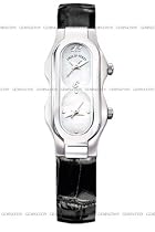 Philip Stein Teslar Womens Black Alligator Strap Mother of Pearl Dial Dual Time Watch 4-F-MOP-ABS