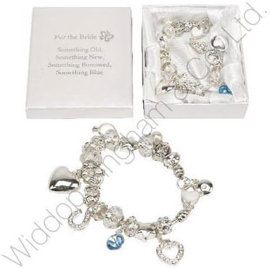 Amore Collection Silver Plated Charm Bracelet - Bride - 'Something old, Something New, Something Borrowed, Something Blue by Faonline