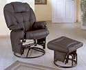 Black Leatherette Glider Rocker Recliner Chair with Ottoman
