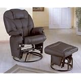 BLACK LEATHERETTE CUSHION SWIVEL GLIDER W. OTTOMAN by Cross